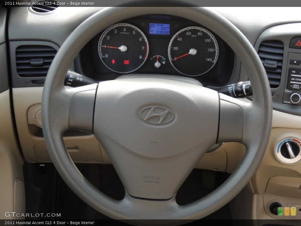 Beige Interior Steering Wheel for the 2011 Hyundai Accent GLS 4 Door #78599772