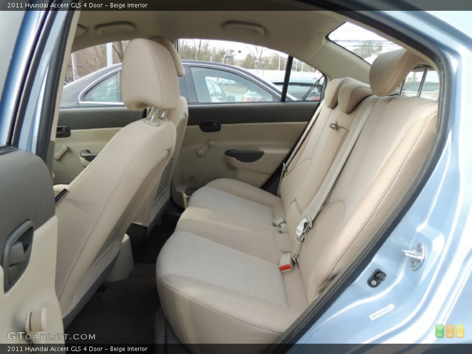 Beige Interior Rear Seat for the 2011 Hyundai Accent GLS 4 Door #78599853