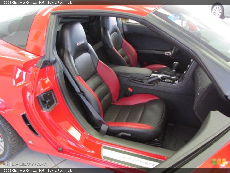 Ebony/Red Interior Front Seat for the 2008 Chevrolet Corvette Z06 #78618846