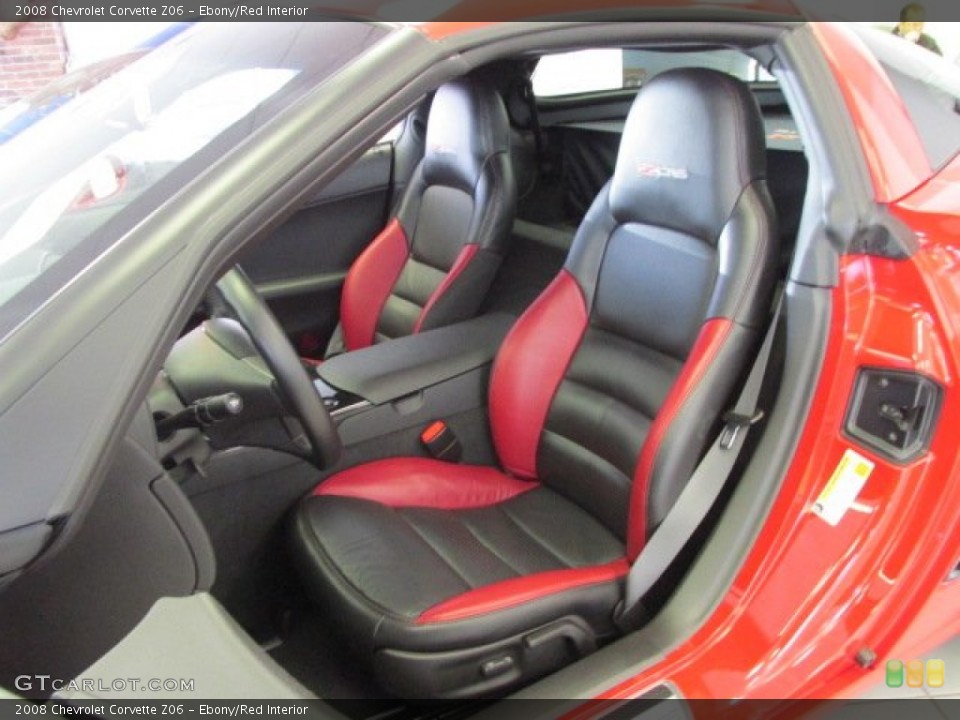 Ebony/Red Interior Front Seat for the 2008 Chevrolet Corvette Z06 #78618891