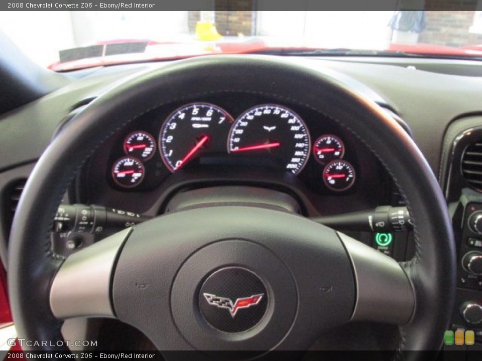 Ebony/Red Interior Steering Wheel for the 2008 Chevrolet Corvette Z06 #78618978
