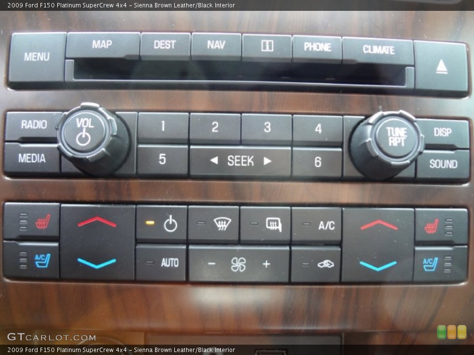 Sienna Brown Leather/Black Interior Controls for the 2009 Ford F150 Platinum SuperCrew 4x4 #78639051