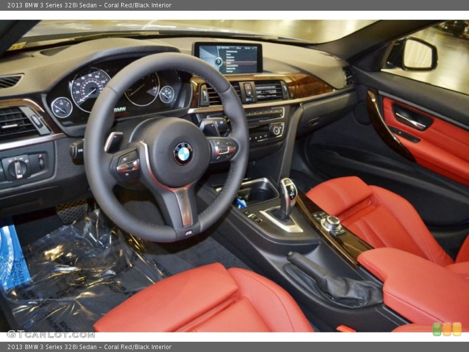 Coral Red/Black Interior Prime Interior for the 2013 BMW 3 Series 328i Sedan #78655966