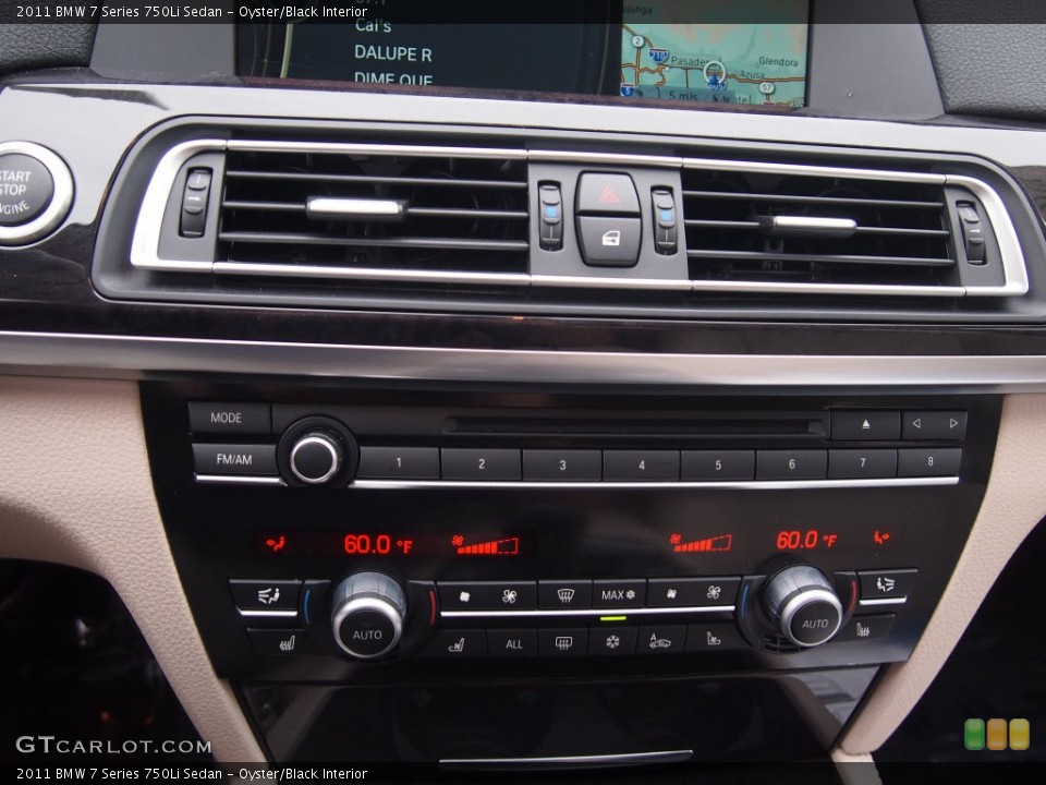 Oyster/Black Interior Controls for the 2011 BMW 7 Series 750Li Sedan #78659002