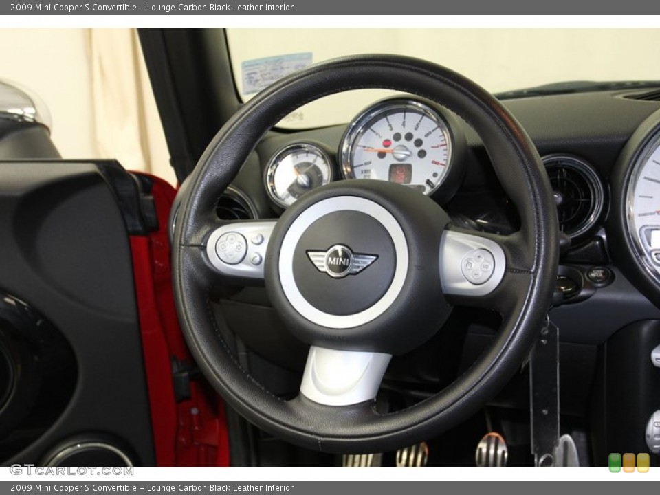 Lounge Carbon Black Leather Interior Steering Wheel for the 2009 Mini Cooper S Convertible #78671433