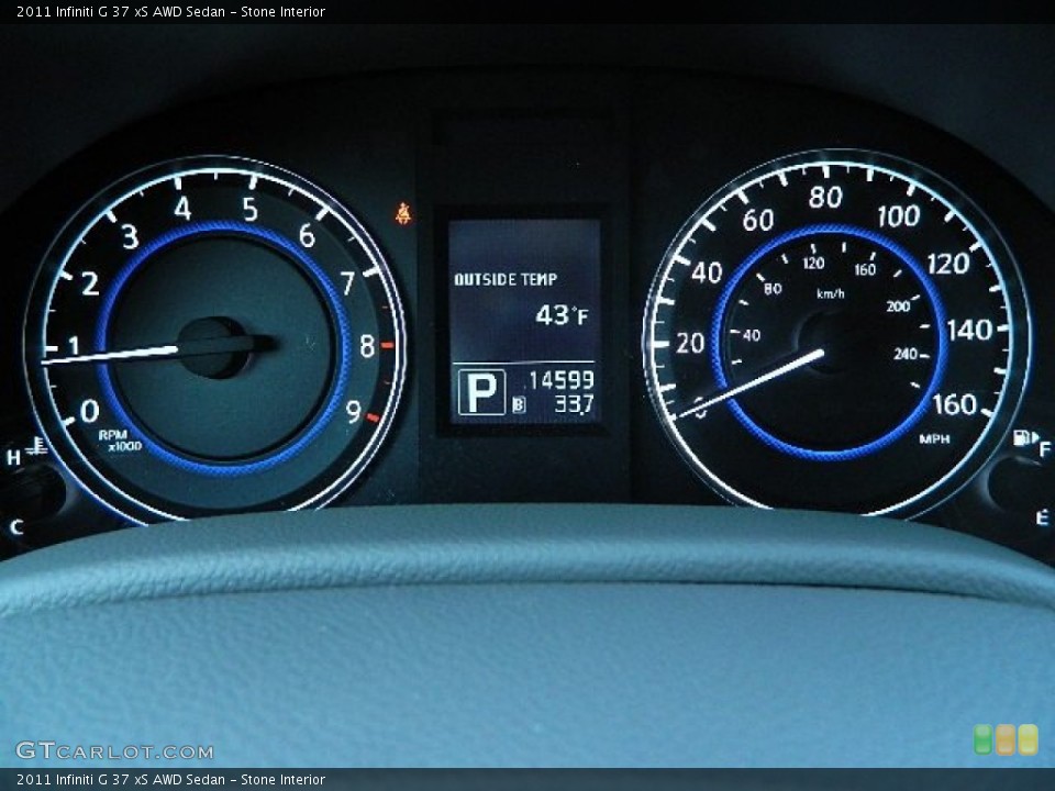 Stone Interior Gauges for the 2011 Infiniti G 37 xS AWD Sedan #78697202