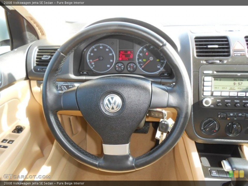 Pure Beige Interior Steering Wheel for the 2008 Volkswagen Jetta SE Sedan #78712274