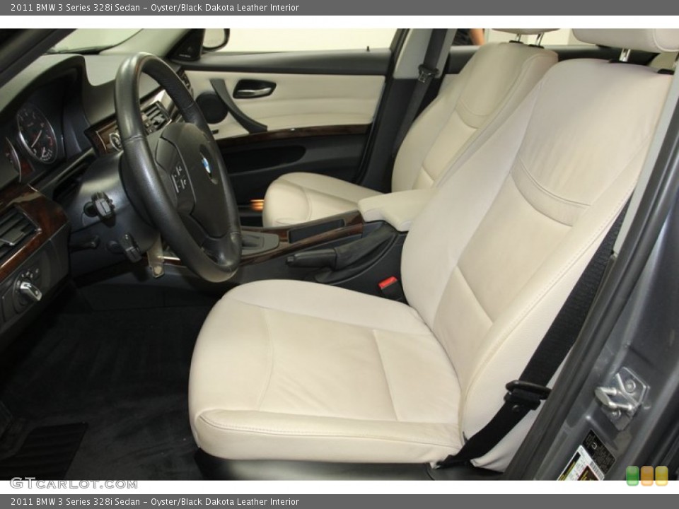 Oyster/Black Dakota Leather Interior Front Seat for the 2011 BMW 3 Series 328i Sedan #78717158