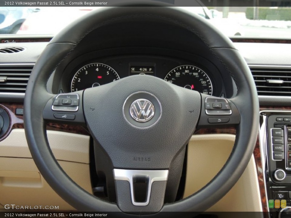 Cornsilk Beige Interior Steering Wheel for the 2012 Volkswagen Passat 2.5L SEL #78728150