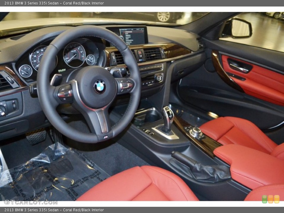Coral Red/Black Interior Prime Interior for the 2013 BMW 3 Series 335i Sedan #78737608