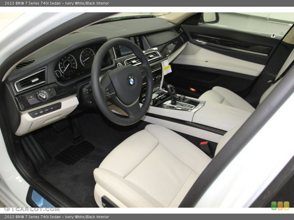 Ivory White/Black Interior Prime Interior for the 2013 BMW 7 Series 740i Sedan #78737965