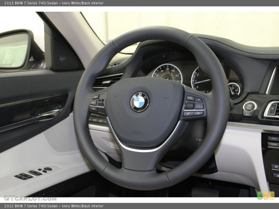 Ivory White/Black Interior Steering Wheel for the 2013 BMW 7 Series 740i Sedan #78738343