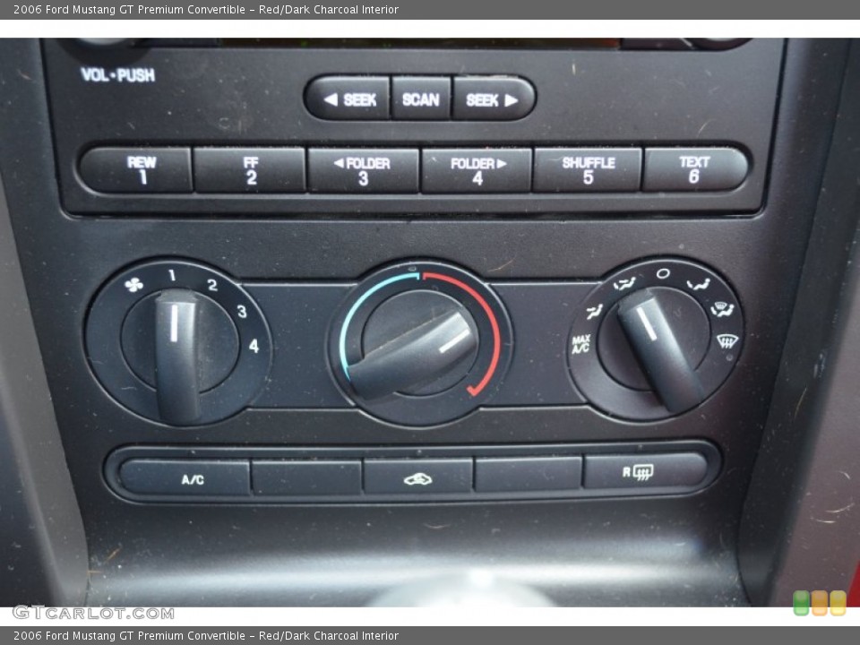 Red/Dark Charcoal Interior Controls for the 2006 Ford Mustang GT Premium Convertible #78751003