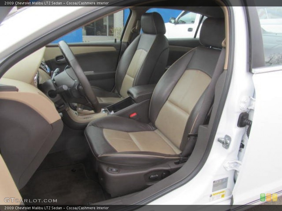 Cocoa/Cashmere Interior Front Seat for the 2009 Chevrolet Malibu LTZ Sedan #78776531