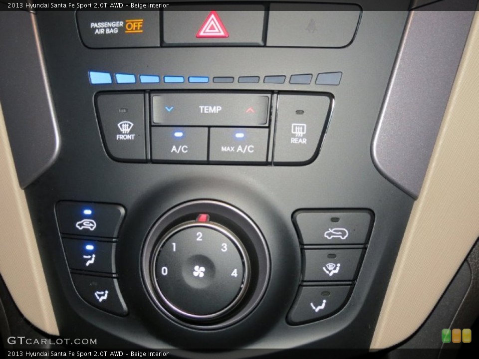 Beige Interior Controls for the 2013 Hyundai Santa Fe Sport 2.0T AWD #78779393