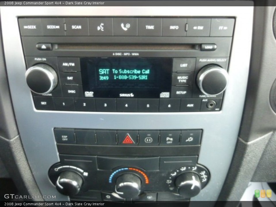Dark Slate Gray Interior Controls for the 2008 Jeep Commander Sport 4x4 #78781229