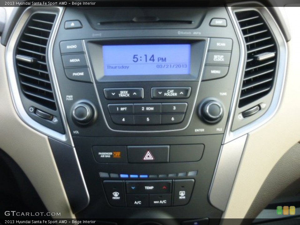 Beige Interior Controls for the 2013 Hyundai Santa Fe Sport AWD #78790377