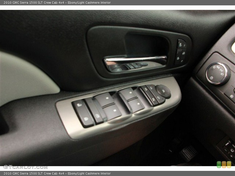 Ebony/Light Cashmere Interior Controls for the 2010 GMC Sierra 1500 SLT Crew Cab 4x4 #78797308