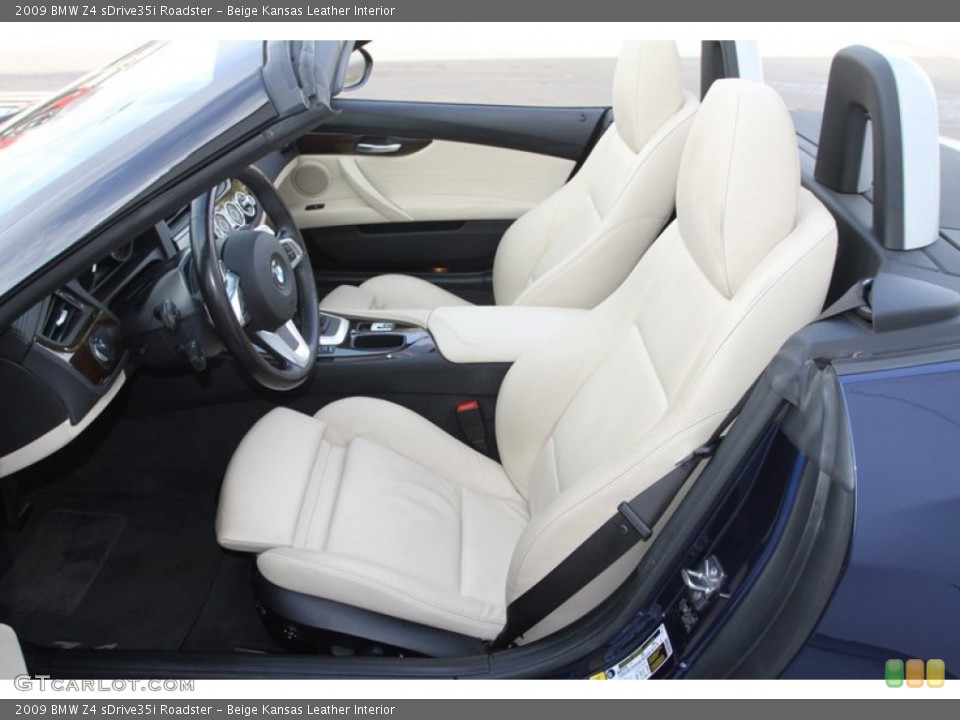 Beige Kansas Leather Interior Front Seat for the 2009 BMW Z4 sDrive35i Roadster #78798244