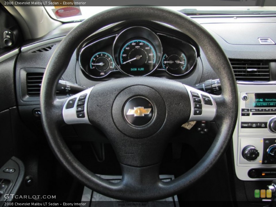 Ebony Interior Steering Wheel for the 2008 Chevrolet Malibu LT Sedan #78809615
