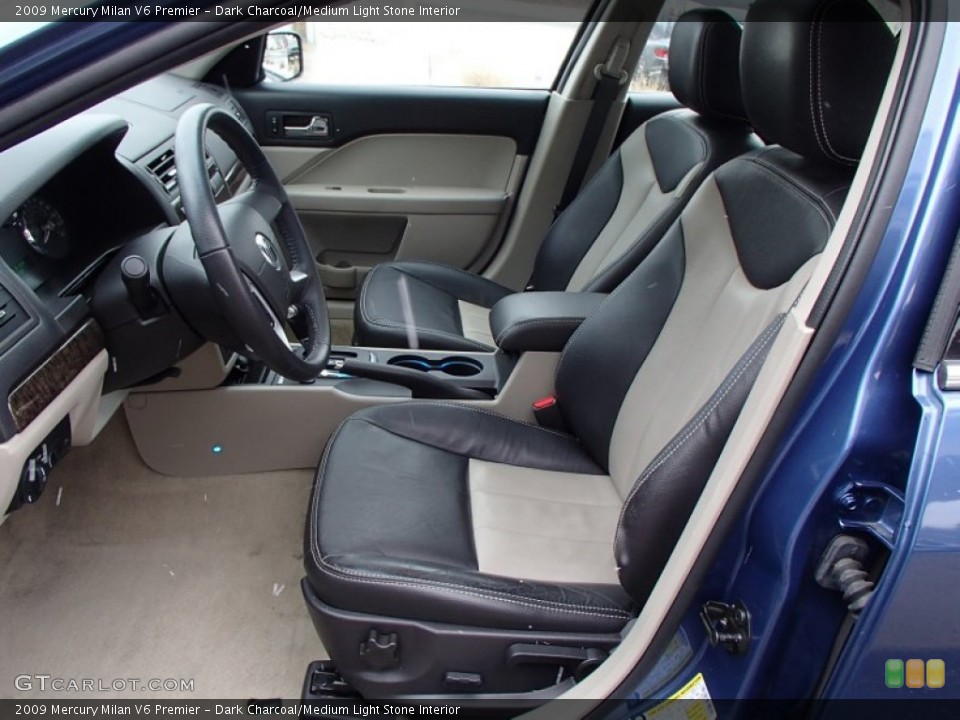 Dark Charcoal/Medium Light Stone Interior Front Seat for the 2009 Mercury Milan V6 Premier #78823148