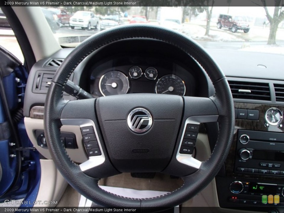 Dark Charcoal/Medium Light Stone Interior Steering Wheel for the 2009 Mercury Milan V6 Premier #78823190