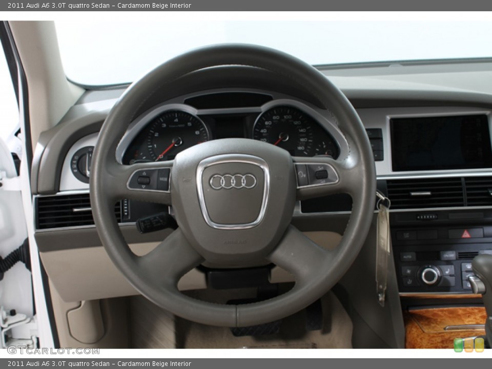 Cardamom Beige Interior Steering Wheel for the 2011 Audi A6 3.0T quattro Sedan #78825081