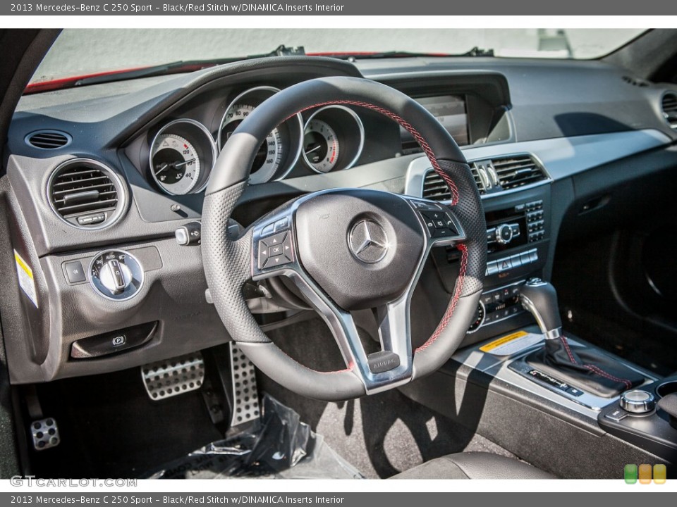 Black/Red Stitch w/DINAMICA Inserts Interior Steering Wheel for the 2013 Mercedes-Benz C 250 Sport #78839243