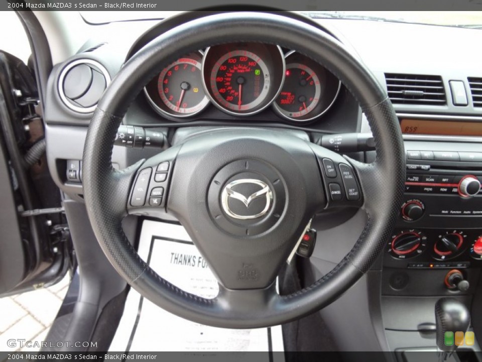 Black/Red Interior Steering Wheel for the 2004 Mazda MAZDA3 s Sedan #78870282
