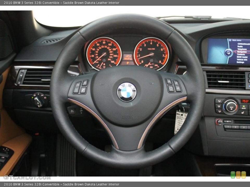 Saddle Brown Dakota Leather Interior Steering Wheel for the 2010 BMW 3 Series 328i Convertible #78895431