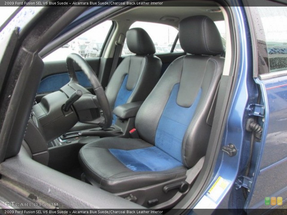Alcantara Blue Suede/Charcoal Black Leather Interior Photo for the 2009 Ford Fusion SEL V6 Blue Suede #78932244