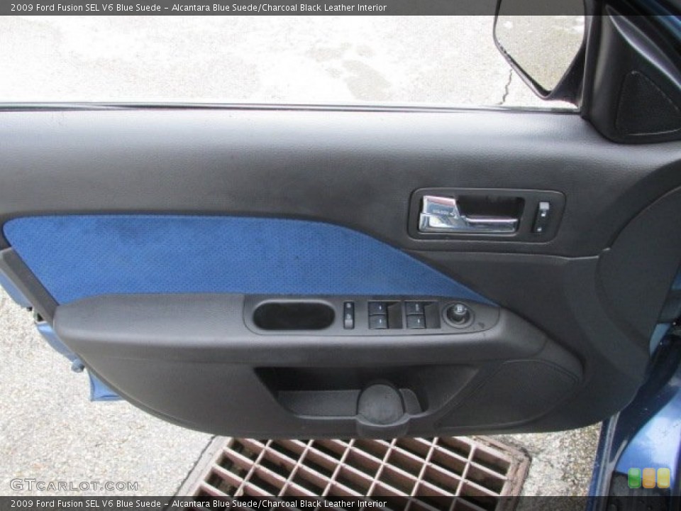 Alcantara Blue Suede/Charcoal Black Leather Interior Door Panel for the 2009 Ford Fusion SEL V6 Blue Suede #78932334