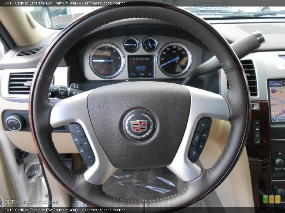 Cashmere/Cocoa Interior Steering Wheel for the 2013 Cadillac Escalade ESV Premium AWD #78965365