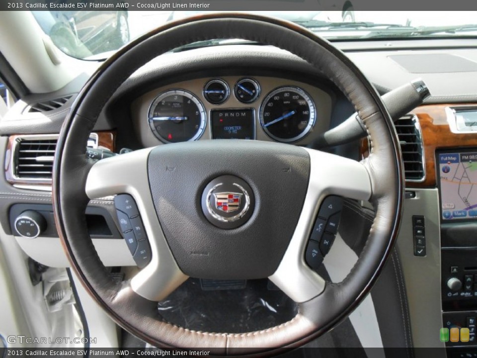 Cocoa/Light Linen Interior Steering Wheel for the 2013 Cadillac Escalade ESV Platinum AWD #78965665