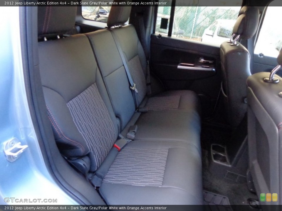 Dark Slate Gray/Polar White with Orange Accents Interior Rear Seat for the 2012 Jeep Liberty Arctic Edition 4x4 #78966468