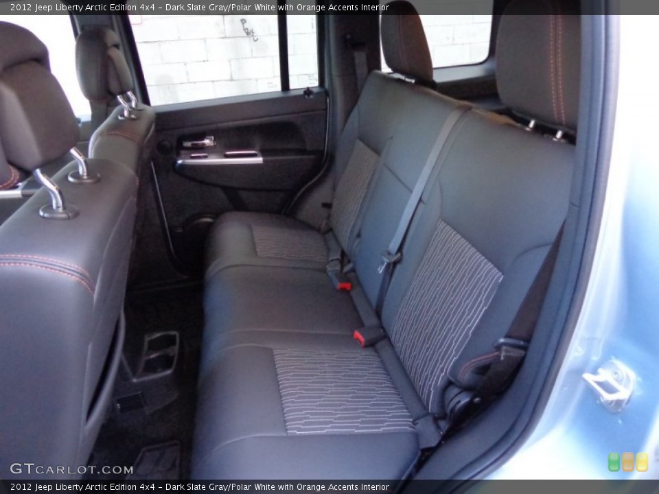 Dark Slate Gray/Polar White with Orange Accents Interior Rear Seat for the 2012 Jeep Liberty Arctic Edition 4x4 #78966547