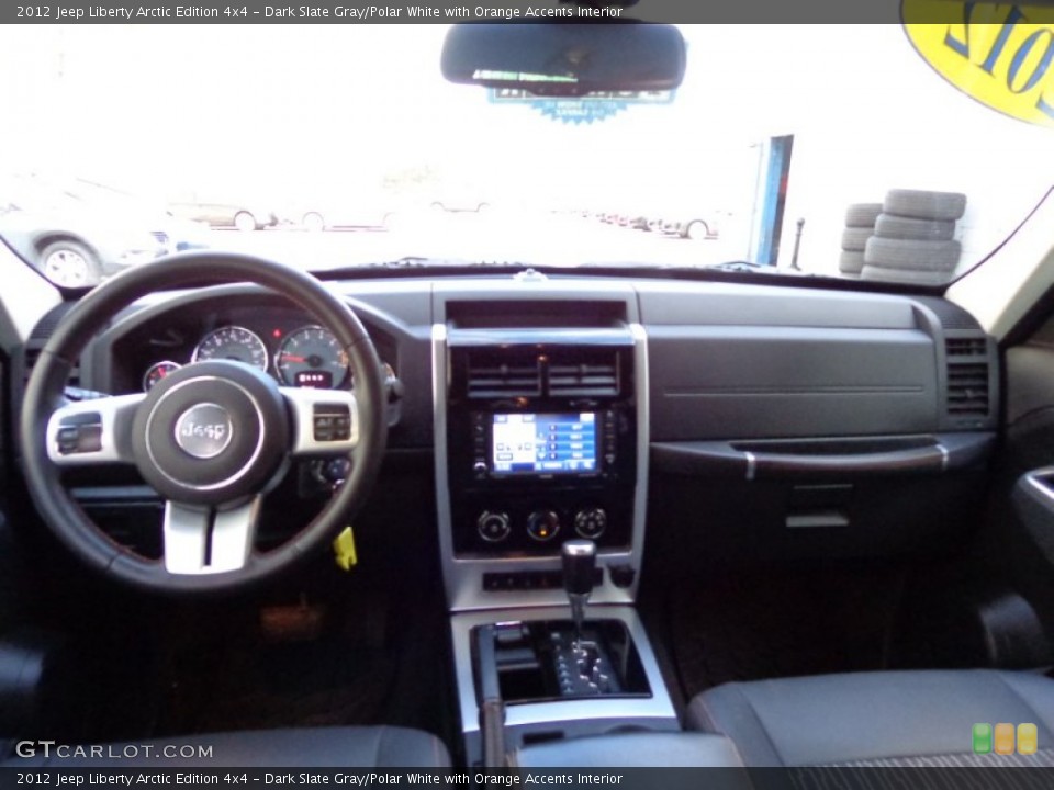 Dark Slate Gray/Polar White with Orange Accents Interior Dashboard for the 2012 Jeep Liberty Arctic Edition 4x4 #78966677