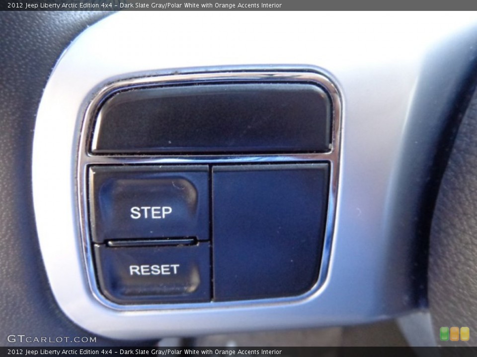 Dark Slate Gray/Polar White with Orange Accents Interior Controls for the 2012 Jeep Liberty Arctic Edition 4x4 #78966718