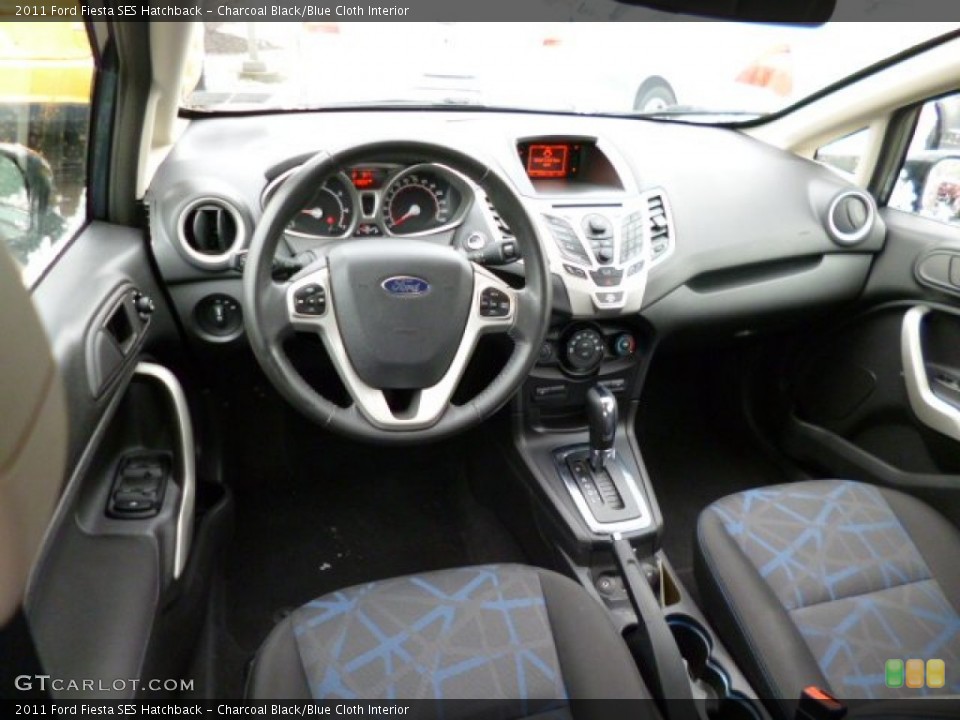 Charcoal Black/Blue Cloth Interior Prime Interior for the 2011 Ford Fiesta SES Hatchback #78975121