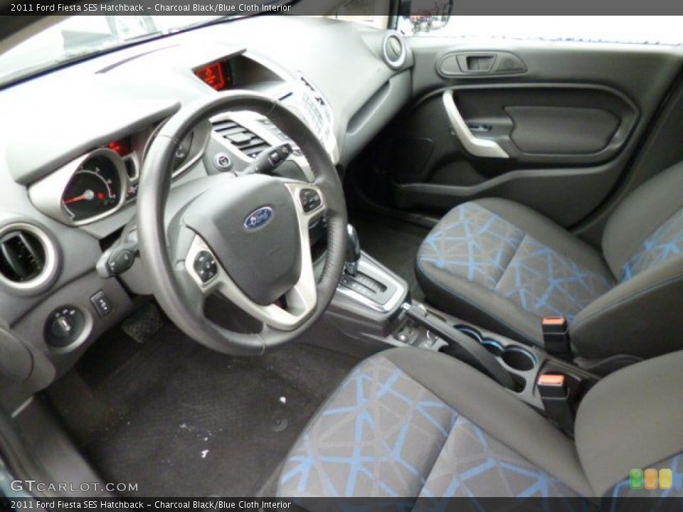 Charcoal Black/Blue Cloth Interior Prime Interior for the 2011 Ford Fiesta SES Hatchback #78975156
