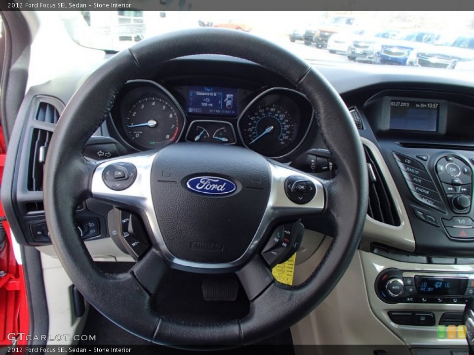 Stone Interior Steering Wheel for the 2012 Ford Focus SEL Sedan #78990663