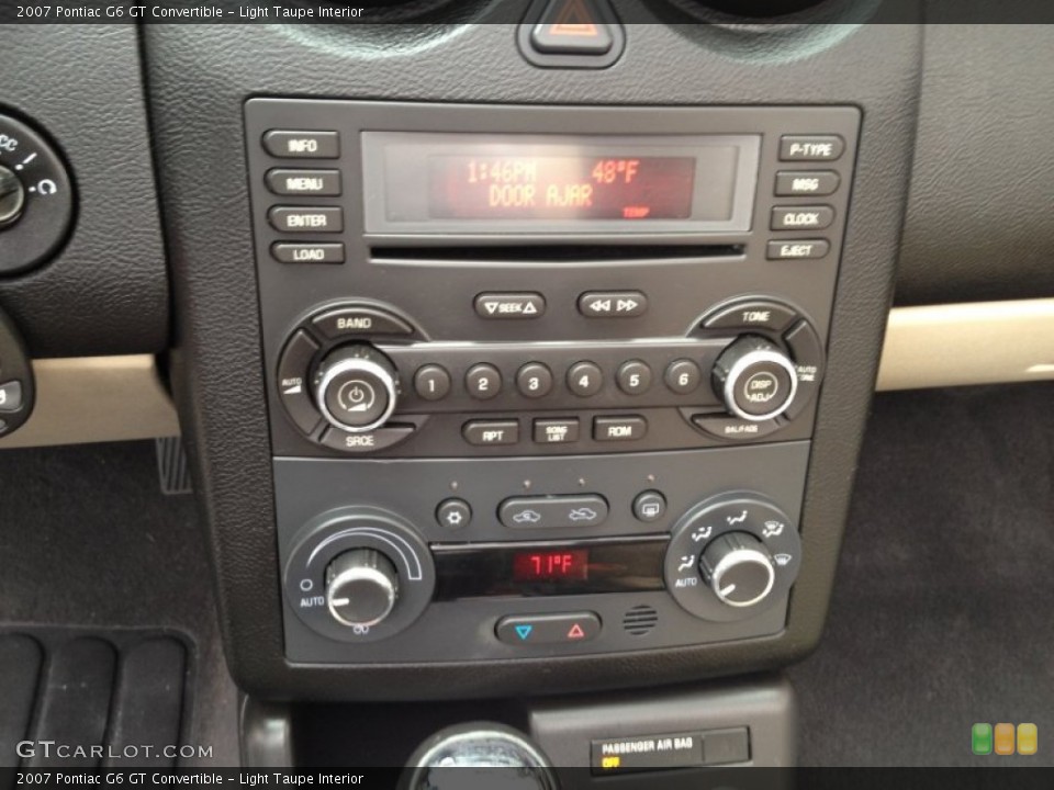 Light Taupe Interior Controls for the 2007 Pontiac G6 GT Convertible #79000061