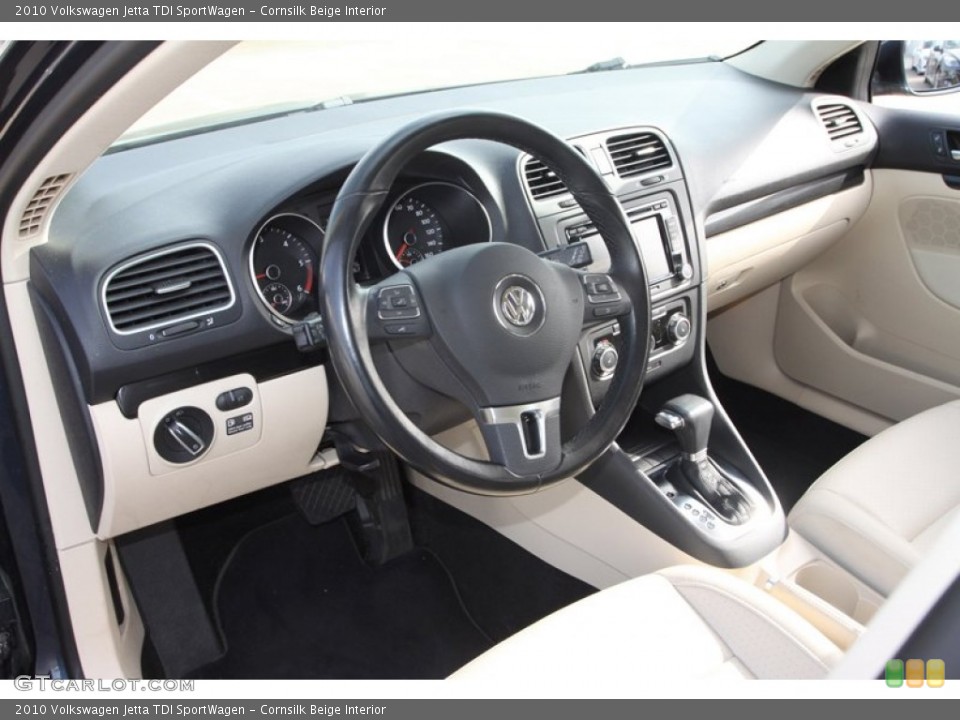 Cornsilk Beige Interior Dashboard for the 2010 Volkswagen Jetta TDI SportWagen #79004041