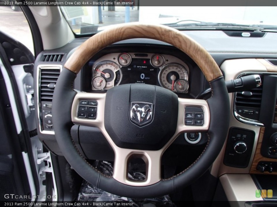 Black/Cattle Tan Interior Steering Wheel for the 2013 Ram 2500 Laramie Longhorn Crew Cab 4x4 #79031311
