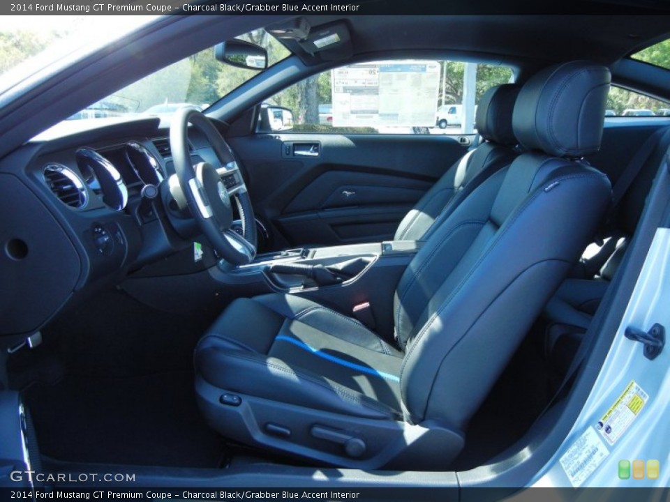 Charcoal Black/Grabber Blue Accent Interior Photo for the 2014 Ford Mustang GT Premium Coupe #79035084