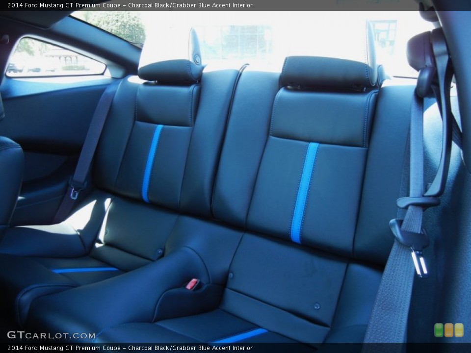 Charcoal Black/Grabber Blue Accent Interior Rear Seat for the 2014 Ford Mustang GT Premium Coupe #79035102