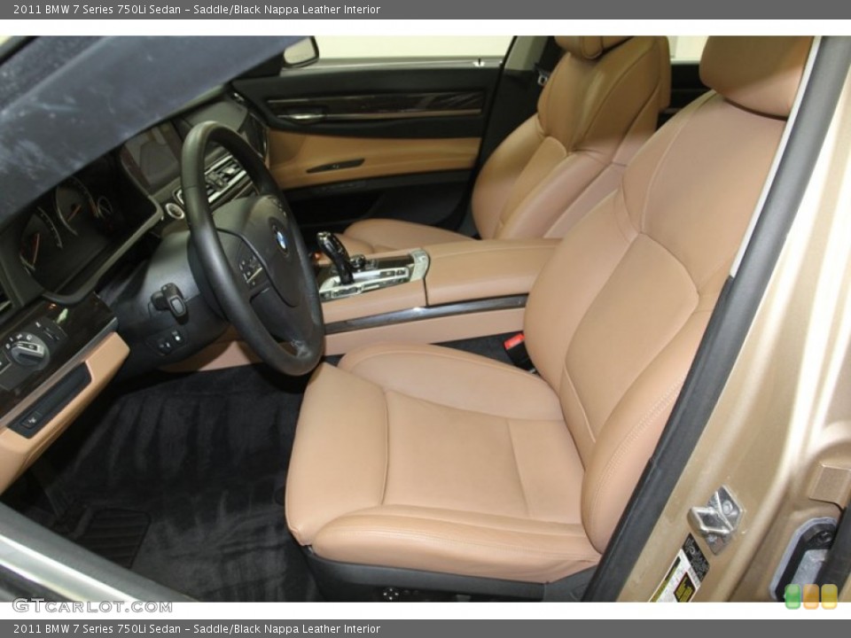 Saddle/Black Nappa Leather Interior Front Seat for the 2011 BMW 7 Series 750Li Sedan #79083616