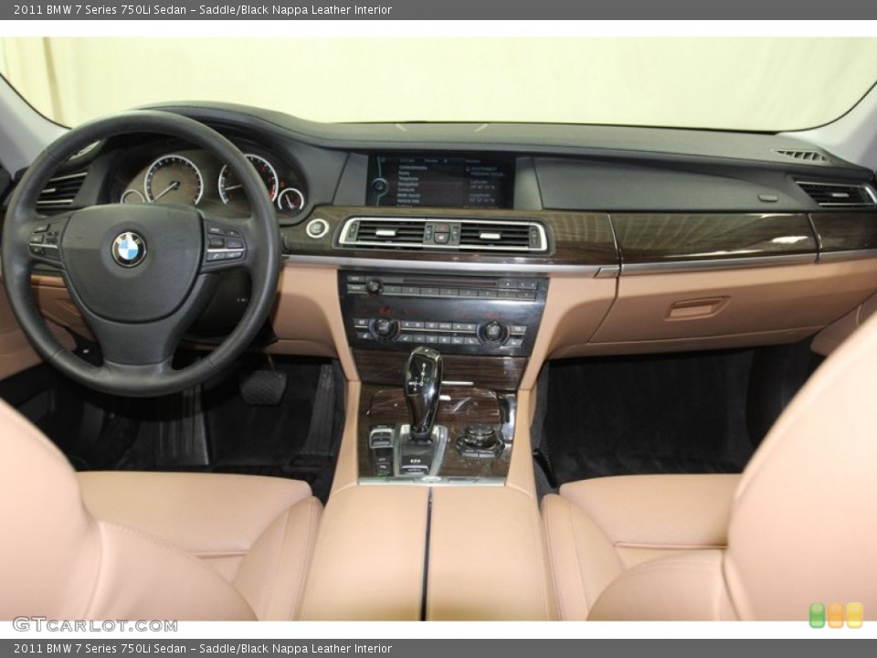 Saddle/Black Nappa Leather Interior Dashboard for the 2011 BMW 7 Series 750Li Sedan #79083637