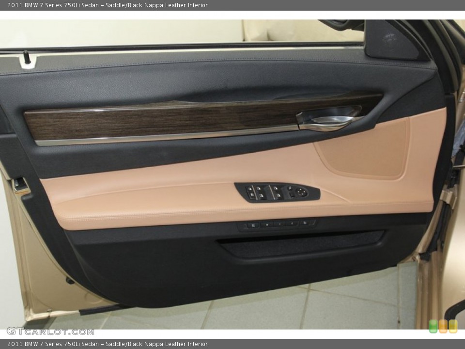 Saddle/Black Nappa Leather Interior Door Panel for the 2011 BMW 7 Series 750Li Sedan #79083872