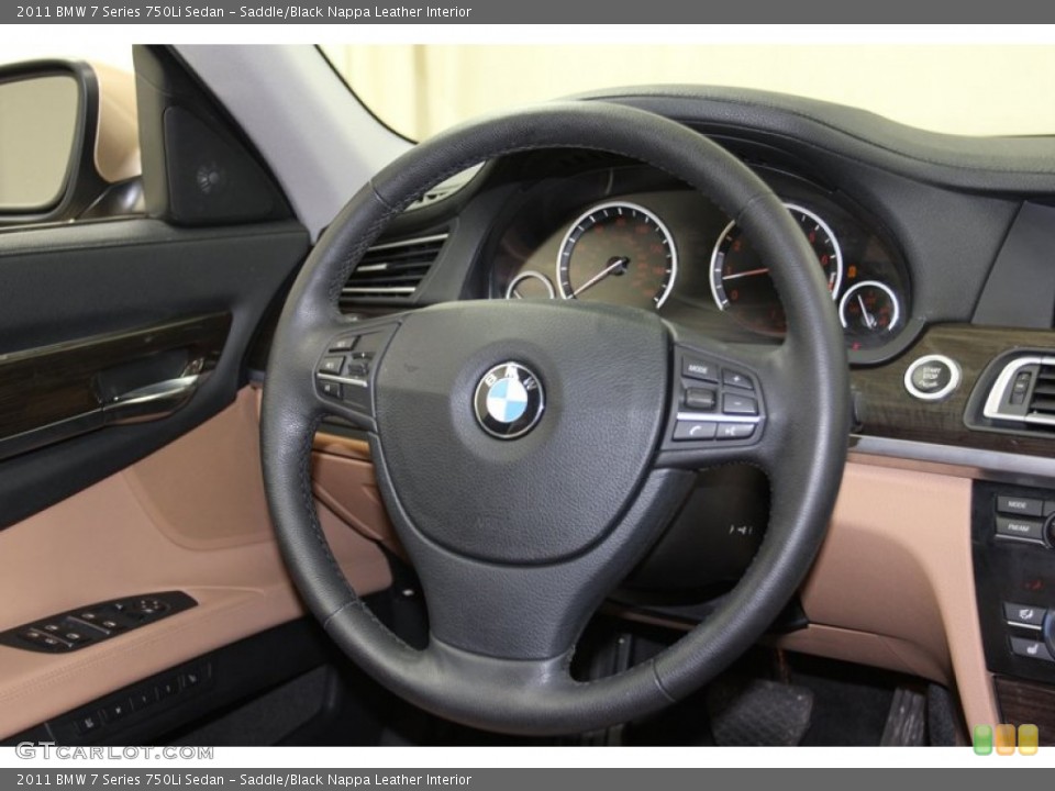 Saddle/Black Nappa Leather Interior Steering Wheel for the 2011 BMW 7 Series 750Li Sedan #79084268
